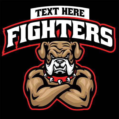 Angry muscle bulldog fighter sport logo vector