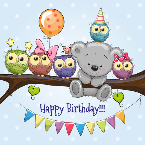 Animal cover birthday card vector