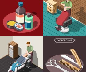 Barber shop hair salon isometric vector