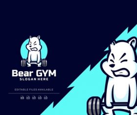 Bear gym cartoon logo vector