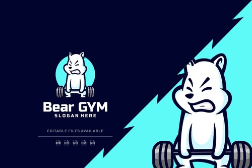 Bear gym cartoon logo vector free download