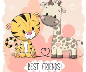 Best friends cartoon illustration vector