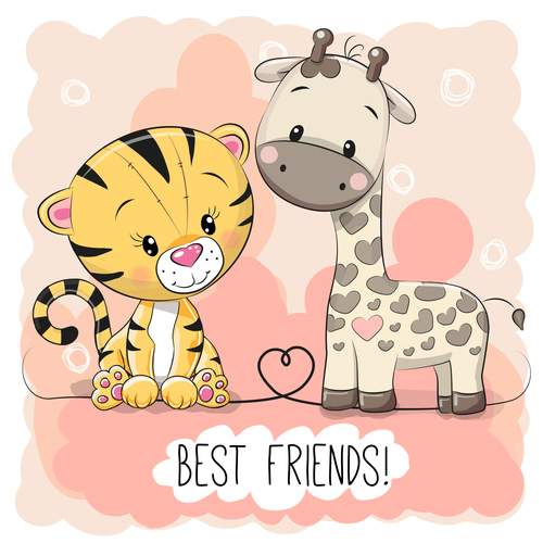 Best friends cartoon illustration vector
