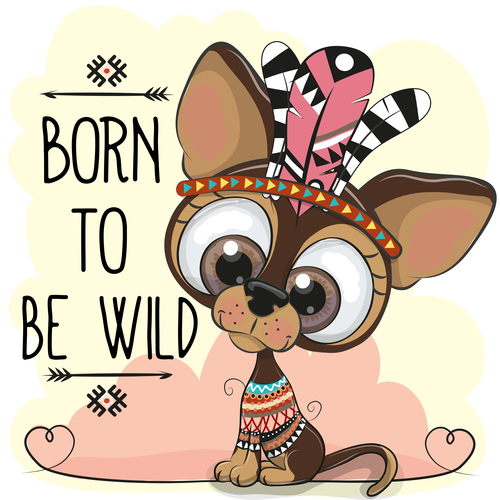Born to be wild dachshund cartoon illustration vector