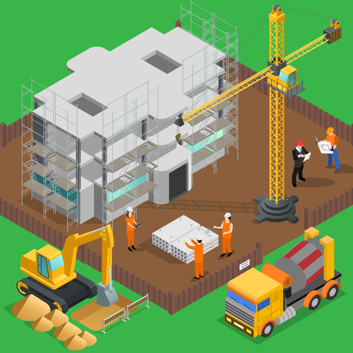 Building construction cartoon vector