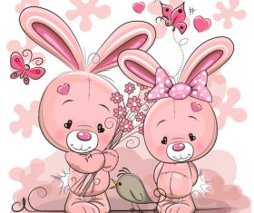 Bunny couple cartoon vector