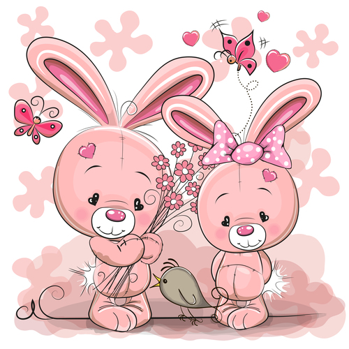Bunny couple cartoon vector