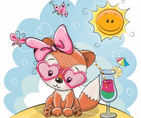 Cartoon illustration cute fox vector