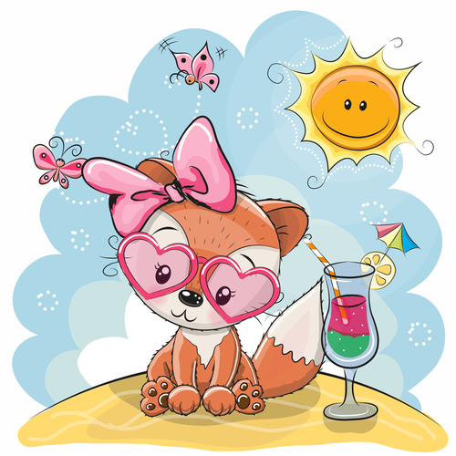 Cartoon illustration cute fox vector