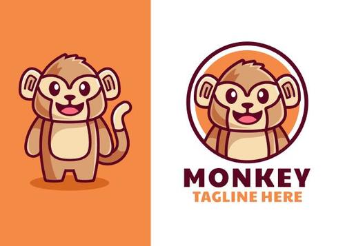 Cartoon monkey logo vector