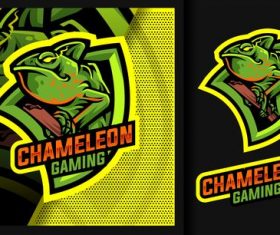 Chameleon gaming mascot logo vector