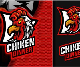 Chicken dinner mascot logo vector