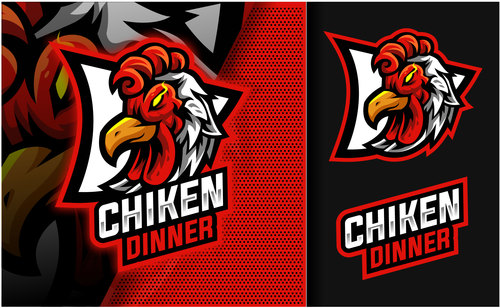Chicken dinner mascot logo vector