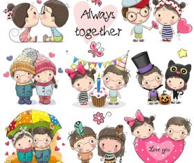 Children cartoon collection illustration vector