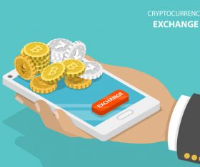 Cryptocurrency exchange business vector