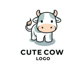 Cute cow logo vector