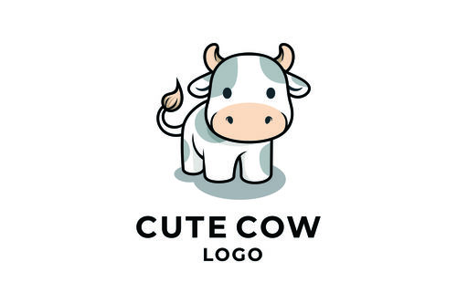 Cute cow logo vector