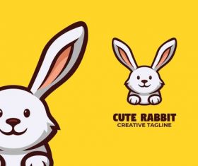 Cute rabbit logo vector