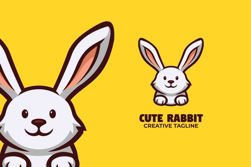 Cute rabbit logo vector
