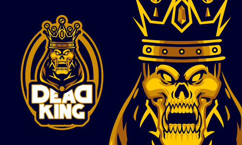Dead king with crown sports logo vector