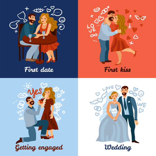 Developing love relations concept vector
