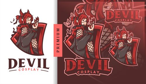 Devil cosplay vampire girl gaming mascot logo vector