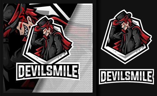 Devil smile tuxedo thief mascot logo vector