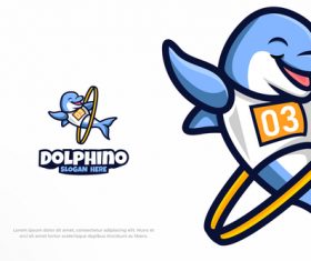 Dolphin jumping circle logo vector