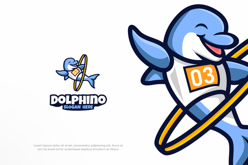 Dolphin jumping circle logo vector