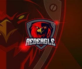 Eagle red esport logo template vector