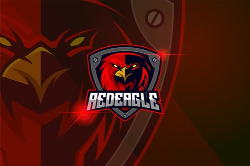 Eagle red esport logo template vector