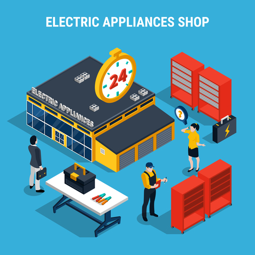 Electric appliances shop vector