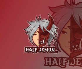 Esport logo design half demon vector