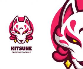 Esport logo design kitsune vector