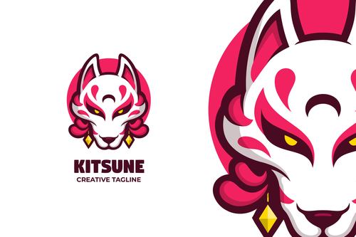 Esport logo design kitsune vector