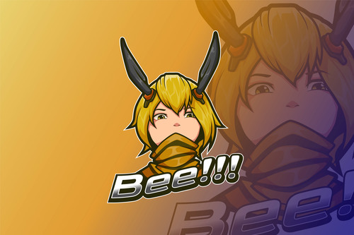 Esport logo design yellow bee vector