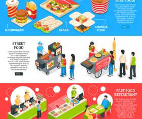 Fast food horizontal banners vector