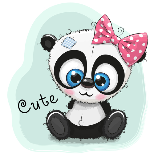 Female cute red panda cartoon card vector
