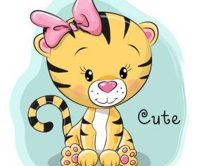 Female little lion cartoon illustration vector