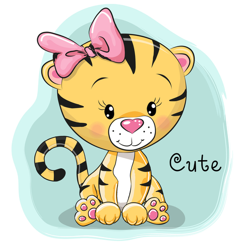 Female little lion cartoon illustration vector free download