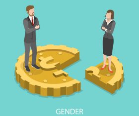 Gender gap cartoon illustration vector