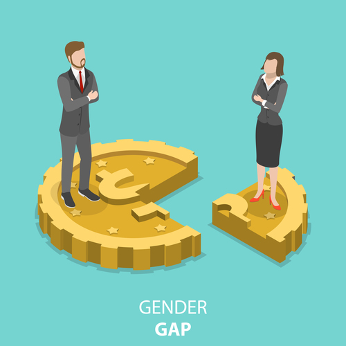Gender gap cartoon illustration vector