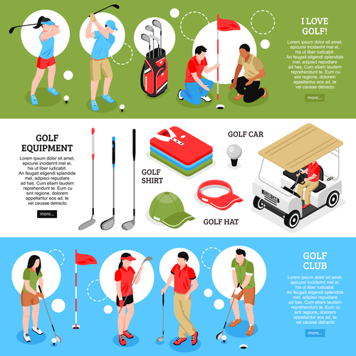 Golf horizontal banners vector