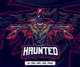 Halloween haunted mascot logo vector