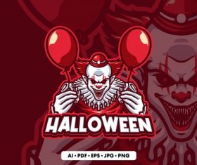 Halloween horror clown mascotlogo vector