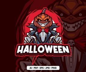 Halloween pumpkin mascot logo vector