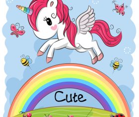 Happy unicorn cartoon vector