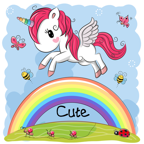 Happy unicorn cartoon vector