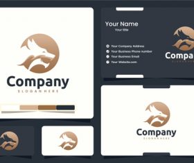 Head dragon logo business card design vector