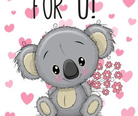 Heart shaped background sloth cartoon illustration vector